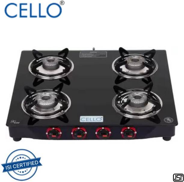 cello Gem 4 Burner Aluminium Manual Gas Stove (4 Burners)
