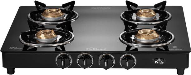 Sunflame LPG STOVE GT 4B PRIDE BK Glass Manual Gas Stove