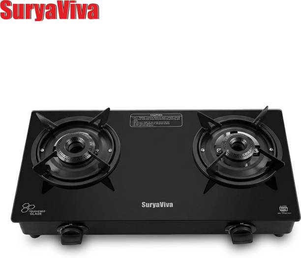 SURYAVIVA 2B Photon X Black Toughened Glass Manual Gas Stove