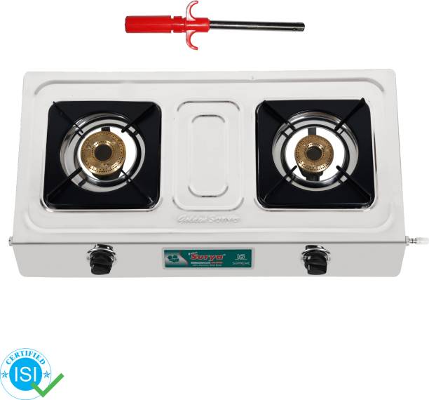 Golden Surya Premium Stainless Steel, Manual Ignition, 3 Year Warranty, With Lighter Free, Stainless Steel Manual Gas Stove