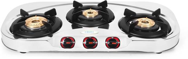CELLO Coral High Powered Brass Burners with Manual Ignition, ISI Certified Stainless Steel Manual Gas Stove