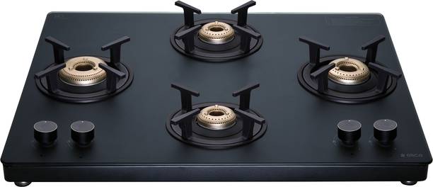 Elica MATT TKN 694 CT VETRO BK Glass Manual Gas Stove