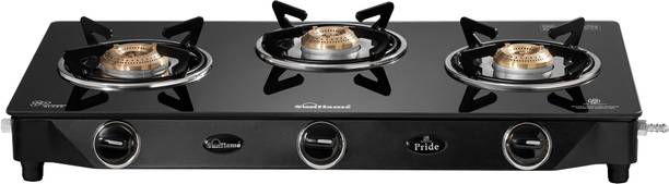 Sunflame GT PRIDE 3B BK Glass Manual Gas Stove