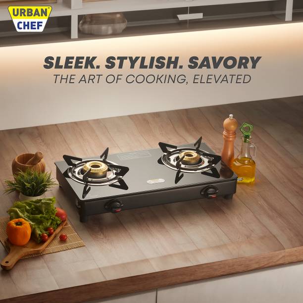 Urban Chef ISI Certified Nano Gas Stove with High Powered Brass Burner Glass Manual Gas Stove