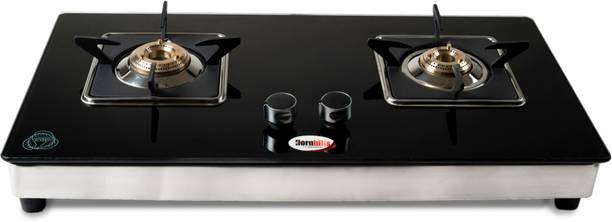 Hornbills 37 LPG ISI Certified Square Pan Support Black Toughened Glass Stainless Steel Automatic Gas Stove