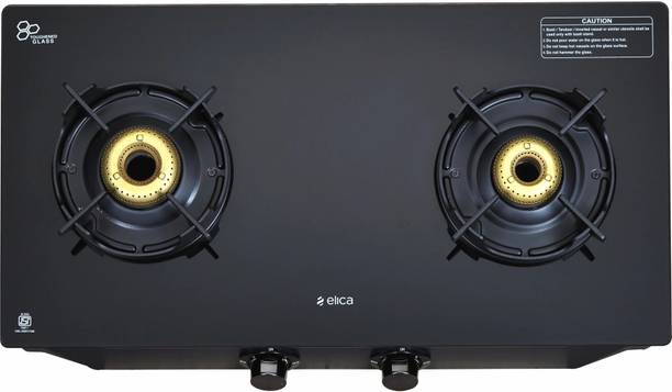 Elica CREST 266 NERO Glass Manual Gas Stove