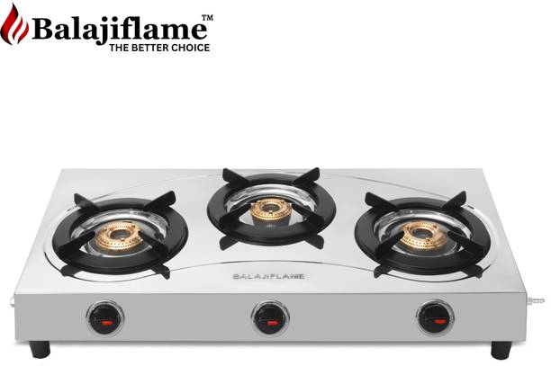 Balajiflame Stylish 3 Burner Stainless Steel Manual Gas Stove