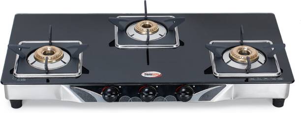 हॉर्नबिल्स ISI CERTIFIED LPG Heavy Pan Support With Premium Toughened Glass स्टेनलेस स्टील मैनुअल गैस चूल्हा