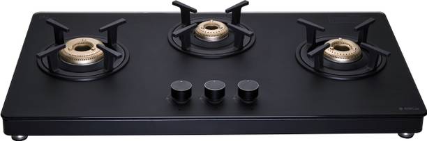 Elica MATT TKN 773 CT VETRO BK Glass Manual Gas Stove