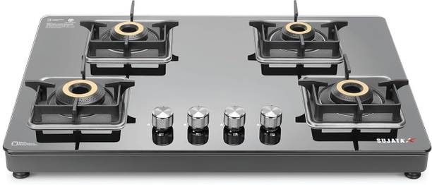 SUJATA 9 Years Warranty| 5G Designed Forged Brass Burner, LPG & PNG Compatible Premium Glass Manual Gas Stove