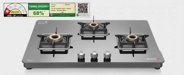 SUJATA SUJATA Gas Stove 3 Burner AI | Gas Chulha | ISI Certified |Premium Stove Glass Automatic Gas Stove