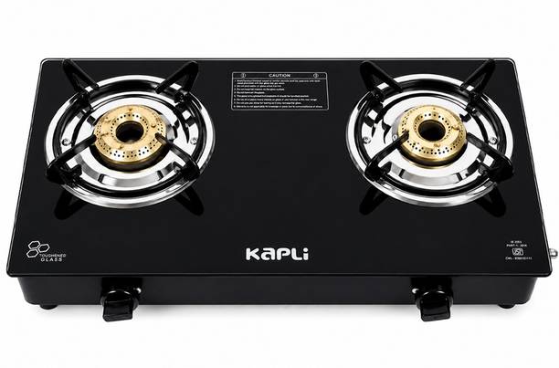 KAPLI Premium 2 Burner Manual Sleek & Compact Stove High Efficiency Burner For LPG Glass Manual Gas Stove