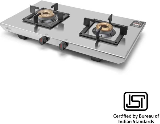 Glen Ultra Tuff Steel gas stove with Forged Brass Burner | 2 Year Warranty | Stainless Steel Manual Gas Stove