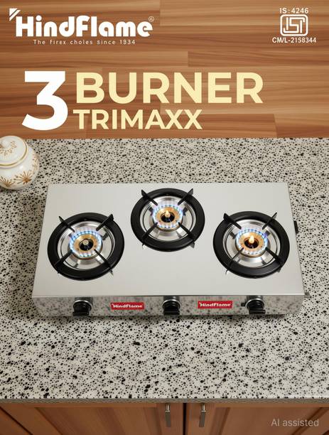 Hindflame 3 Burner Tri maxx Stainless Steel Manual Gas Stove
