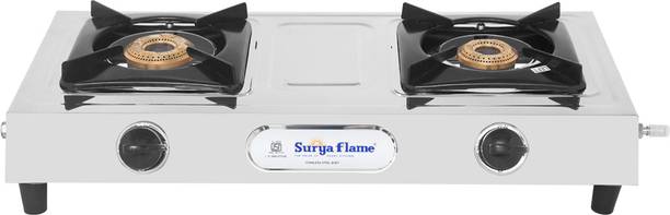 Suryaflame LPG gas stove 2 Burner Capri 2 Year Doorstep Service Stainless Steel Manual Gas Stove