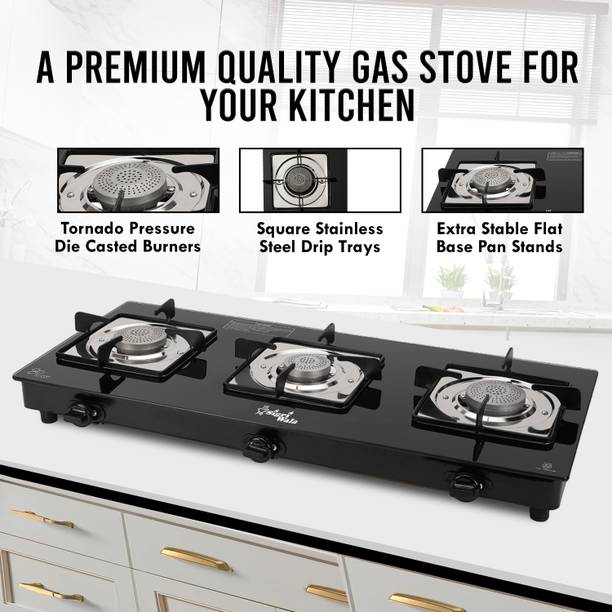 Sigri-wala Surya Primecook Orchid Black Glass Automatic Gas Stove