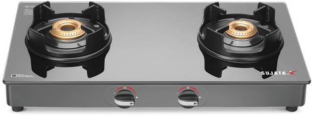 SUJATA 9 Years Warranty| 5G Designed Forged Brass Burner, LPG & PNG Compatible Deluxe Glass Manual Gas Stove