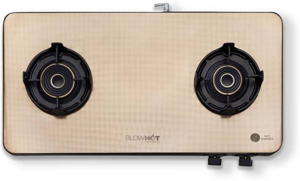BLOWHOT 2 Tornado Brass Stainless Steel Cooktop, 5 Year Warranty Glass Manual Gas Stove