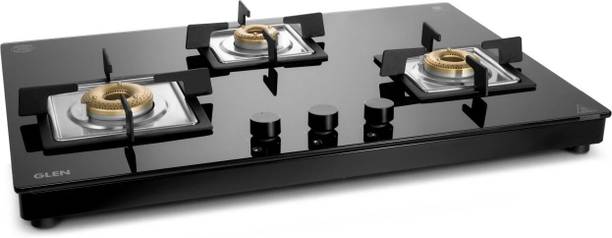 ग्लेन Ultra Slim Free Standing Hob | Toughened Glass Top | Forged Brass Burners | मैनुअल गैस चूल्हा