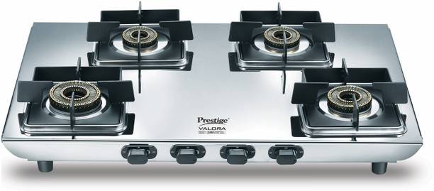 Prestige Valora 04B Wind Guard Pan Support|360° Revolving Nozzle|Removable Spill Tray Stainless Steel Manual Gas Stove