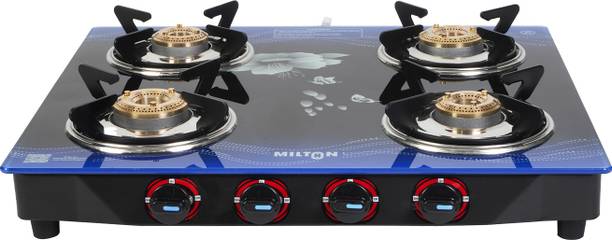 MILTON Premium Manual Ignition LPG Stove - (ISI Certified, Door Step Service) Blue Glass Manual Gas Stove