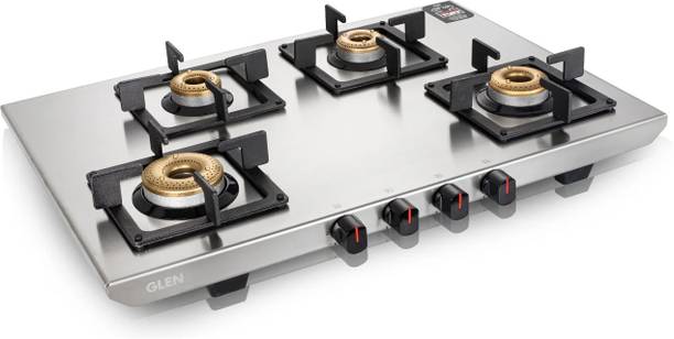 Glen Ultra Tuff Stainless Steel Gas Stove|Forged Brass Burner|Revolving Inlet Nozzle Stainless Steel Manual Gas Stove