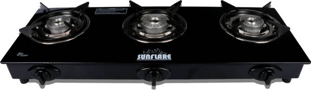 Sunflare 3B Auto Toughened Glass Tornado Burner(Bk) Glass Stove Glass Automatic Gas Stove