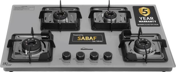 Sunflame 4 Burner Auto-Ignition Hobtop with Sabaf Valve,Forged Burners,Toughened Glass Automatic Hob