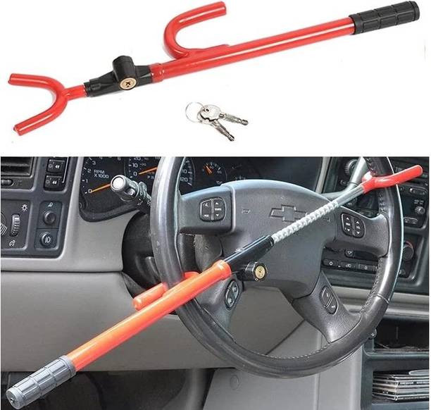 AutoBizarre Anti-Theft Adjustable Car Steering Wheel Lock Security System for All Cars Gear Lock