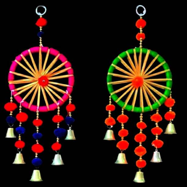 DAKSH HANDICRAFT- Wall/Door Hanging/Toran- Multicolored (pack of 2) Wool, Microfibre Decorative Bell