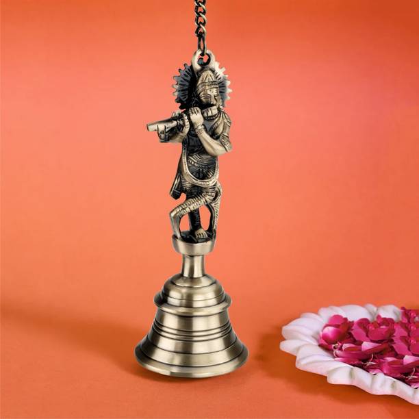 Cave Krishna Design Hanging Bell Brass Pooja Bell