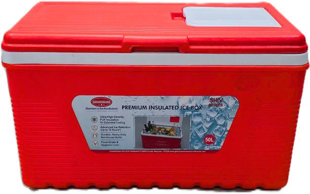 Ghansham Ice Box Manufacturers 50 LTR Plastic Ice Box | Polyethylene Puff Insulation | Ice Cooler | Ice Chest Ice Cooler Box