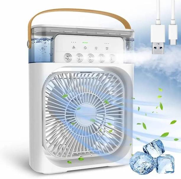 SMULY Mini Air Cooler with 7-Color LED, USB Desk Fan, 3-in-1 Evaporative Cooler USB FAN