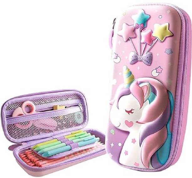 DHIMGU 3D Unicorn Large Capacity Pencil Case| zipper pouch for kids,girls| Geometry Box