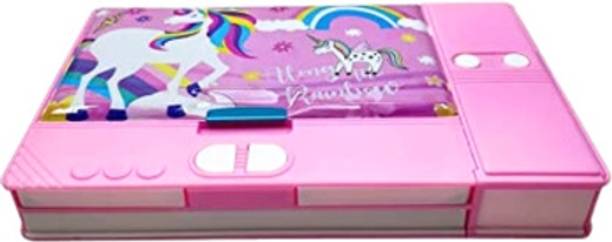 SANYA TRADERS Pink Unicorn Jumbo Double Sided Geometry Box for School Kids Geometry Box