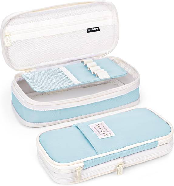 Shivom Large Capacity Pen Pencil Box Case or Pouch for College Student solid Art Canvas Geometry Box