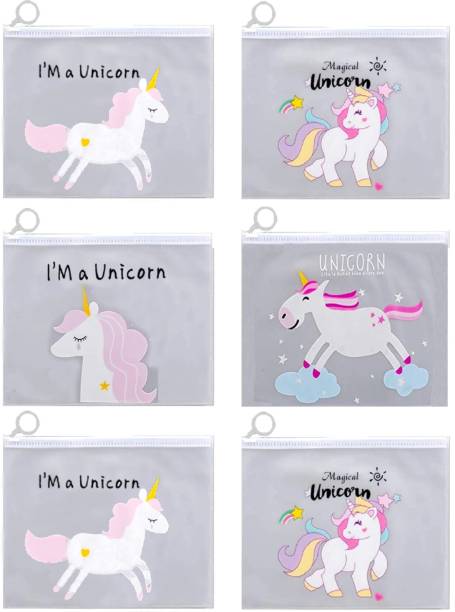 Pvention Multipurpose Unicorn Design Stationery Pouch Perfect Return Gift For Kids Girls Unicorn Art Polyester Pencil Boxes