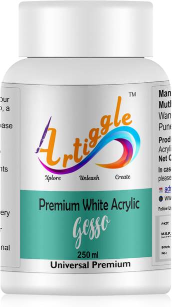 ARTIGGLE Acrylic Premium White Geso White Gesso for Canvas, Digital Imaging, Oil Painting, Paint Formulations, Panels, Portraits, Temperas