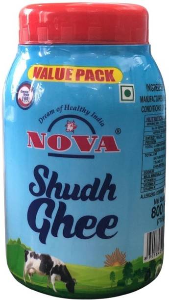 NOVA Shudh Ghee 800ml Jar | Pure Desi Ghee | Cow Ghee for Cooking, Sweets & Pooja| Plastic Bottle