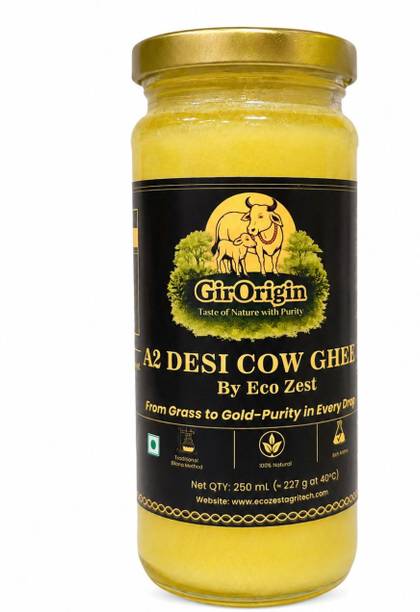 GirOrigin Pure A2 Bilona Ghee from Gir Cows 250ML Ghee Glass Bottle