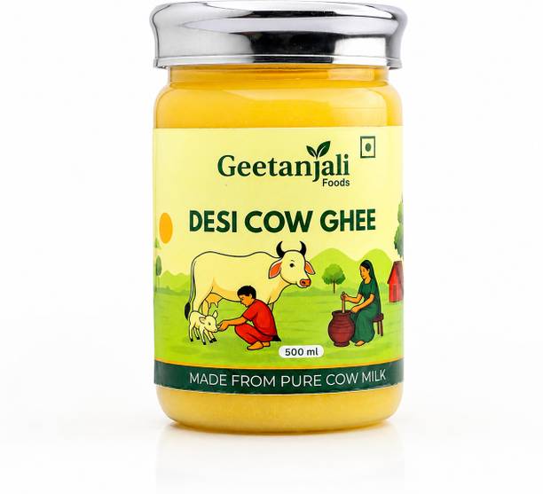 GEETANJALI FOODS Desi Cow Ghee | 100% Pure and Natural Desi Ghee | Golden Texture with Rich Aroma Ghee Plastic Bottle