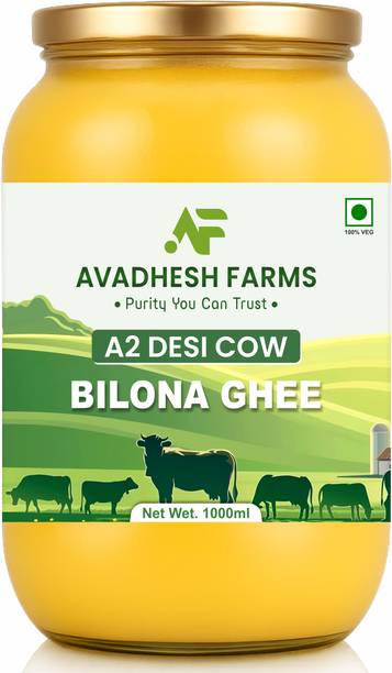 Avadhesh Farms A2 Desi Cow Vedic Bilona Cultured Ghee | Pure & Traditional Ghee Glass Bottle Ghee Glass Bottle