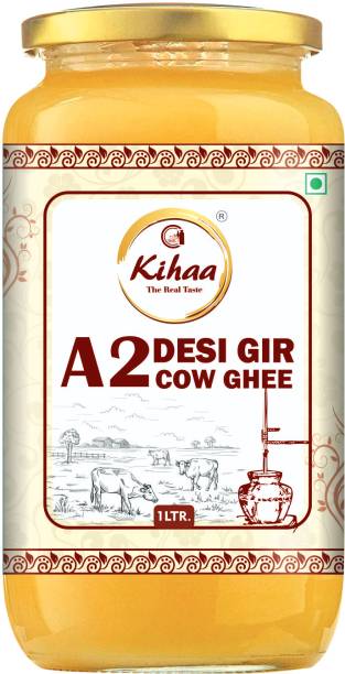 Kihaa Vedic Ghee Premium A2 Gir Cow Cultured Ghee|vedic Bilona Two Way Hand Churned 1 L Glass Bottle