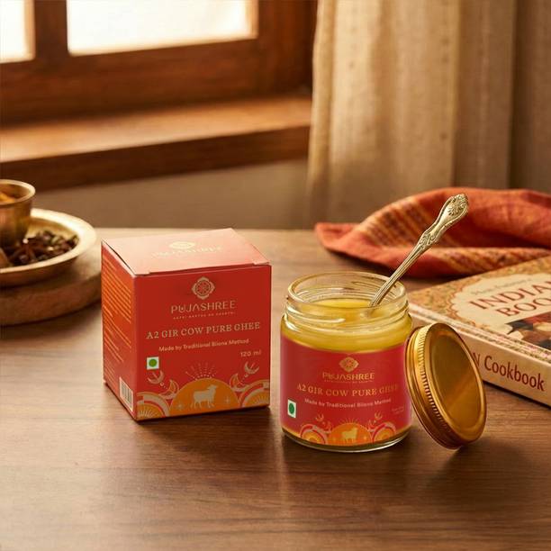 Pujashree Pure A2 Gir Cow Ghee For Puja Organic Edible Desi Ghee Diya Mandir Pooja Parsad Ghee Glass Bottle