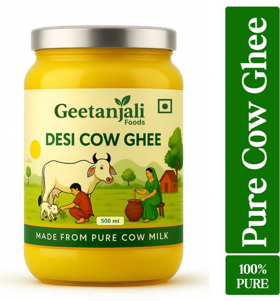 GEETANJALI FOODS Desi Cow Ghee | 100% Pure and Natural Desi Ghee | Golden Texture with Rich Aroma Ghee Plastic Bottle