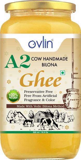 Ovlin ,traditional Bilona Method, Danedar, Rich Aroma & Healthy Ghee Glass Bottle
