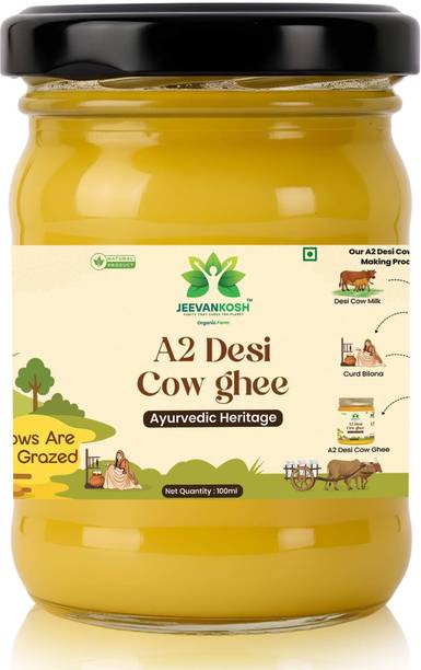 JEEVANKOSH A2 Desi Cow Bilona Ghee| Traditional Hand Churned | Ghee Glass Bottle