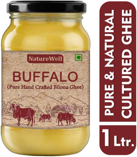 Naturewell Organics Buffalo Ghee - Pure Ghee made from traditional Method Ghee 1 L Glass Bottle