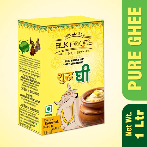 BLK FOODS Pure Ghee 1 L | Rich in Texture (Danedar) | No Artificial Color or fragrance Ghee Tetrapack