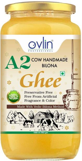 Ovlin A2 GHEE MADE FROM DESI COW MILK BY TRADITIONAL BILONA METHOD Ghee 1000ML Ghee Glass Bottle